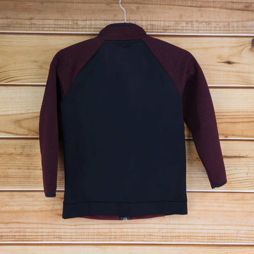 Old Navy Activewear Full Zip Jacket Girls Size M Maroon Black Mock‎ Neck Pockets